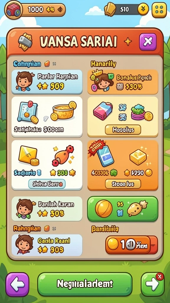 Screenshot menunjukkan berbagai pilihan tema permainan slot yang tersedia.