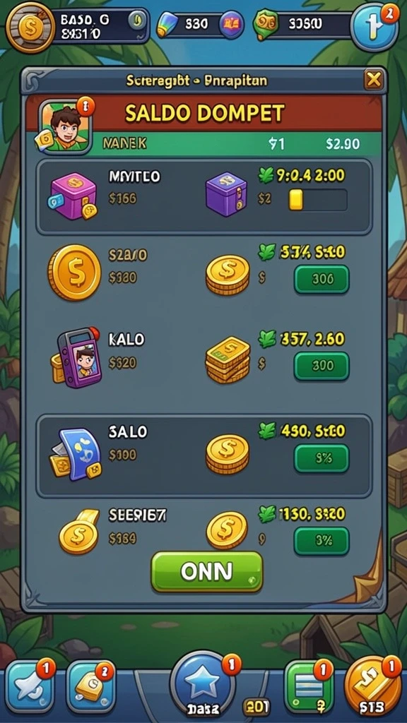 Screenshot saat pengguna memilih permainan slot.
