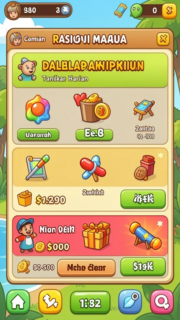 Screenshot ketiga memperlihatkan sistem reward yang menguntungkan.